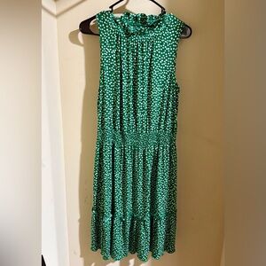 Enfocus Studio Green and White Polka Dot Dress